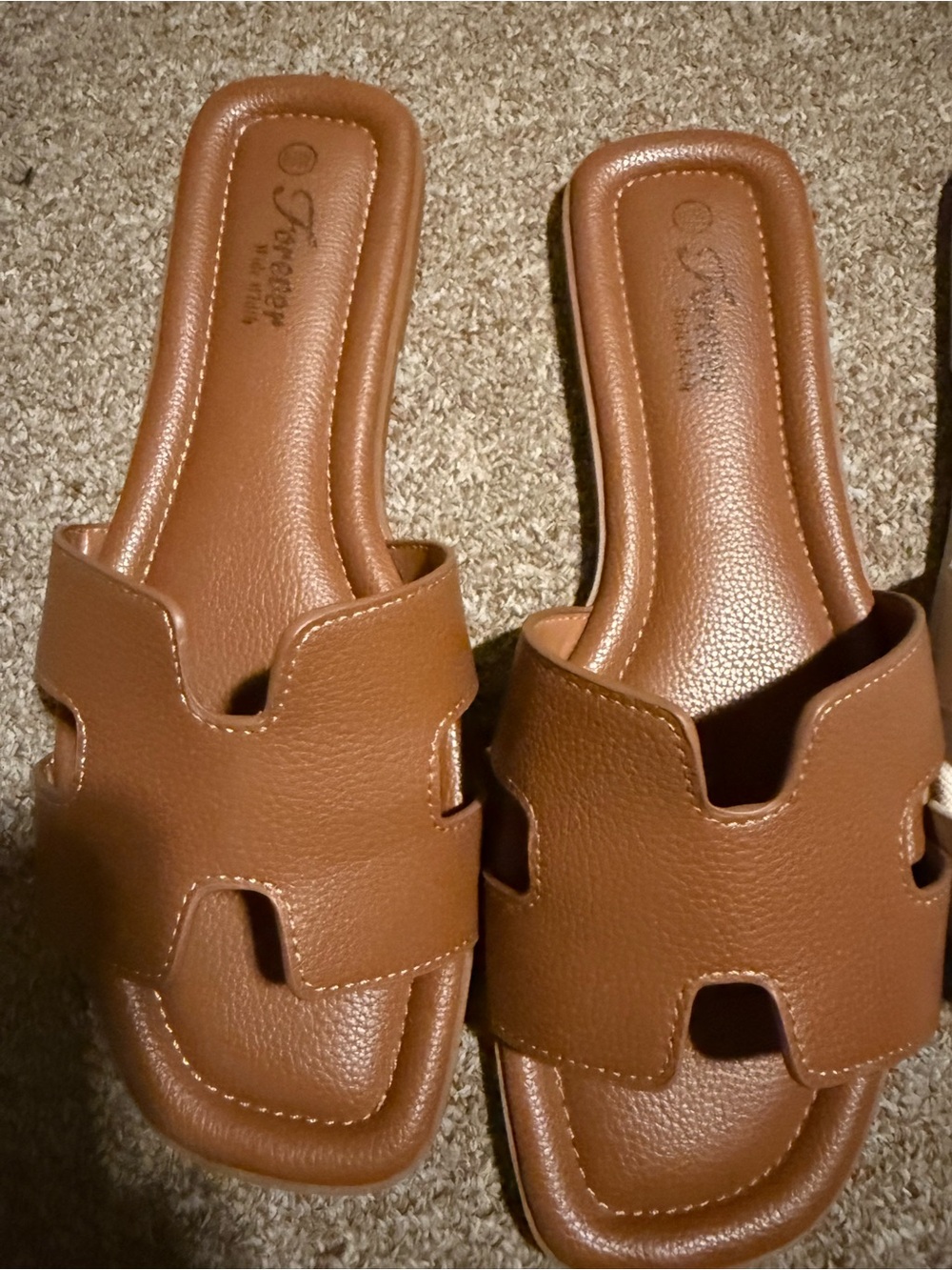 Tan Slide Sandals 8.5 - Women's Casual Open-Toe Slip-Ons